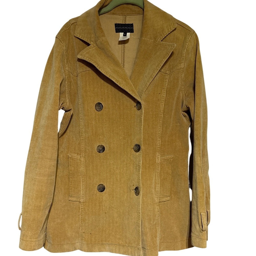 Women's Corduroy Double Breasted Jacket Tan‎ Size Large